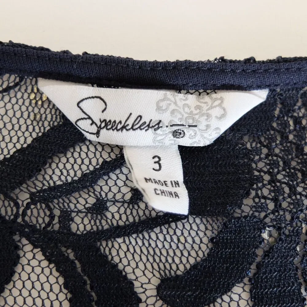 Speechless Juniors Midnight Blue Sequined Mini Dress Size 3